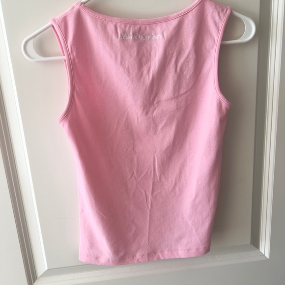 Korean Design Style Pink Sleeveless Square-neck Ribbed Tank Top - Picture 4 of 5